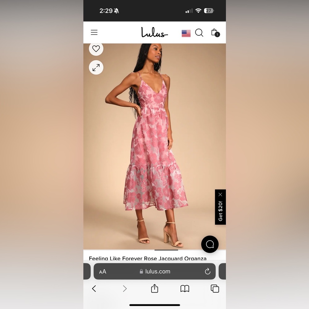 Lulus lace up midi dress. Rose color. Size XS